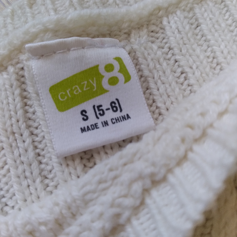 #701 Crazy 8 Girls White Sweater Dress Cable Knit - Picture 6 of 14